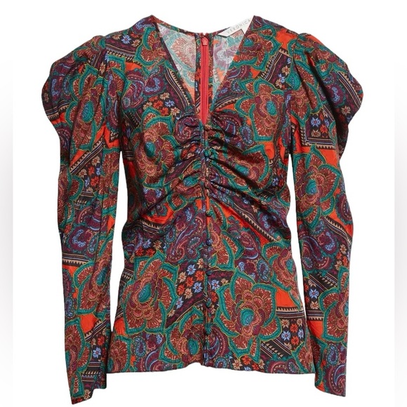 Veronica Beard Simmons Paisley Floral Silk Blend Whimsical Top NWT Size 6 - Picture 1 of 7